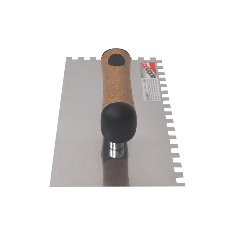 TOPTRADE hladítko nerezové, s EKO rukoväťou, zub 8 mm, 270 x 130 mm, profi 7