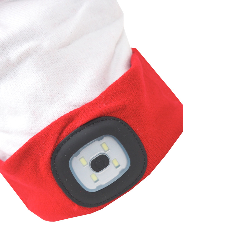 čiapka LED, X-mas, veľkosť L, s LED svetlom, bielo – červená 3