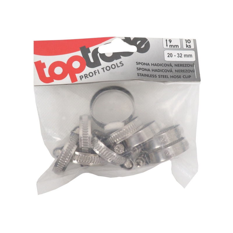 TOPTRADE spona nerezová, hadicová, sada 10 ks, 20 – 32 mm 2