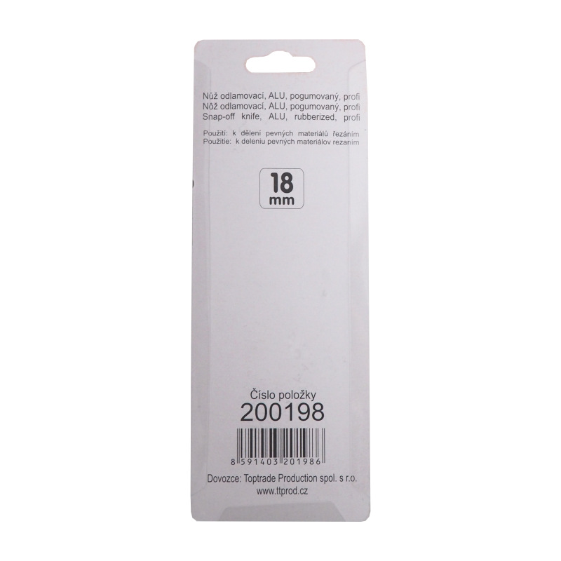 TOPTRADE nôž odlamovací, ALU, pogumovaný, 18 mm, profi 1