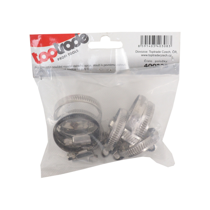 TOPTRADE spona nerezová, hadicová, sada 10 ks, 25 – 40 mm 2