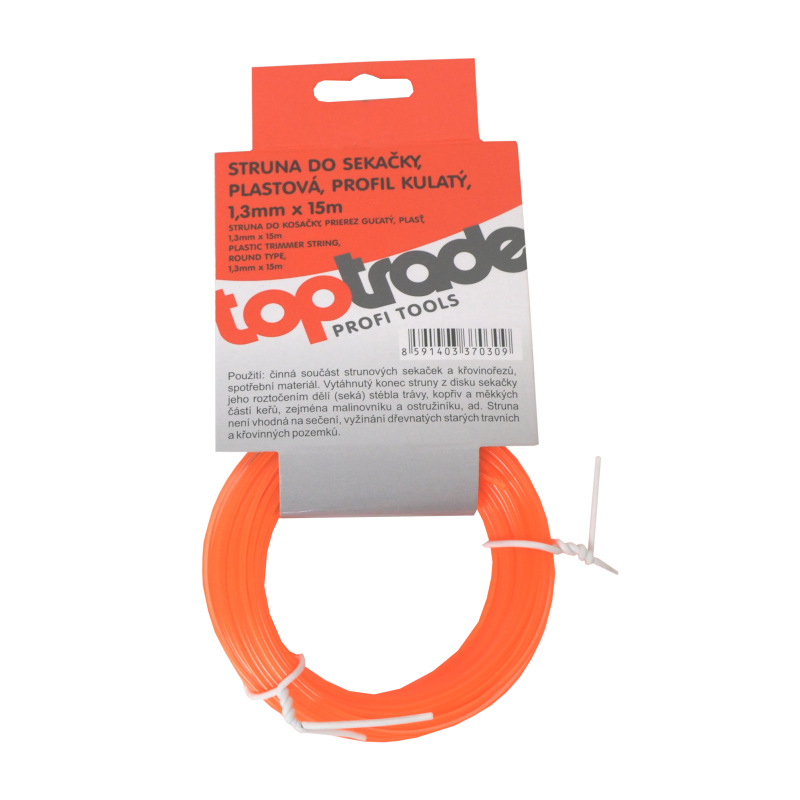 TOPTRADE struna do kosačky, plastová, prierez guľatý, 1,3 mm x 15 m 2