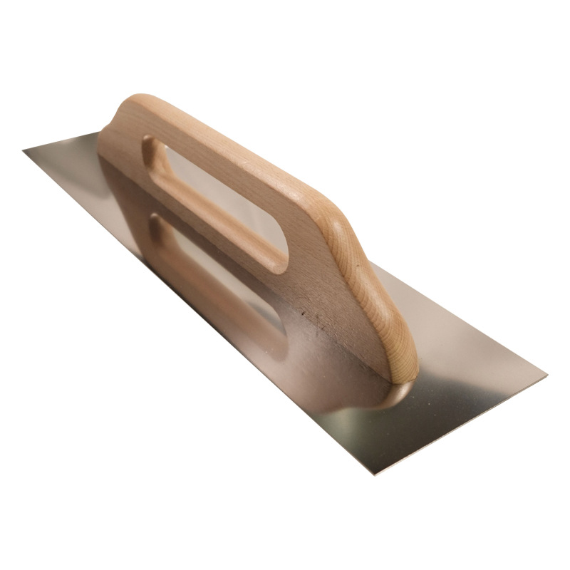 TOPTRADE hladítko nerezové, s drevenou rukoväťou, hladké, 580 x 130 mm