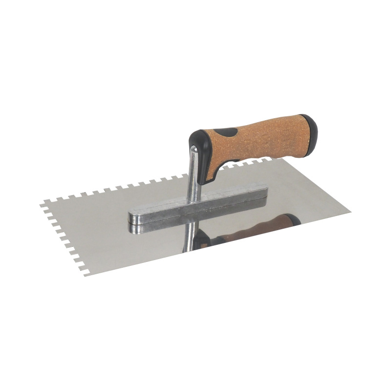 TOPTRADE hladítko nerezové, s EKO rukoväťou, zub 6 mm, 270 x 130 mm, profi