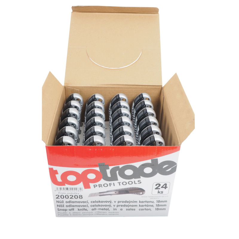 TOPTRADE nôž odlamovací, celokovový, v predajnom kartóne, súprava 24 ks, 18 mm 2