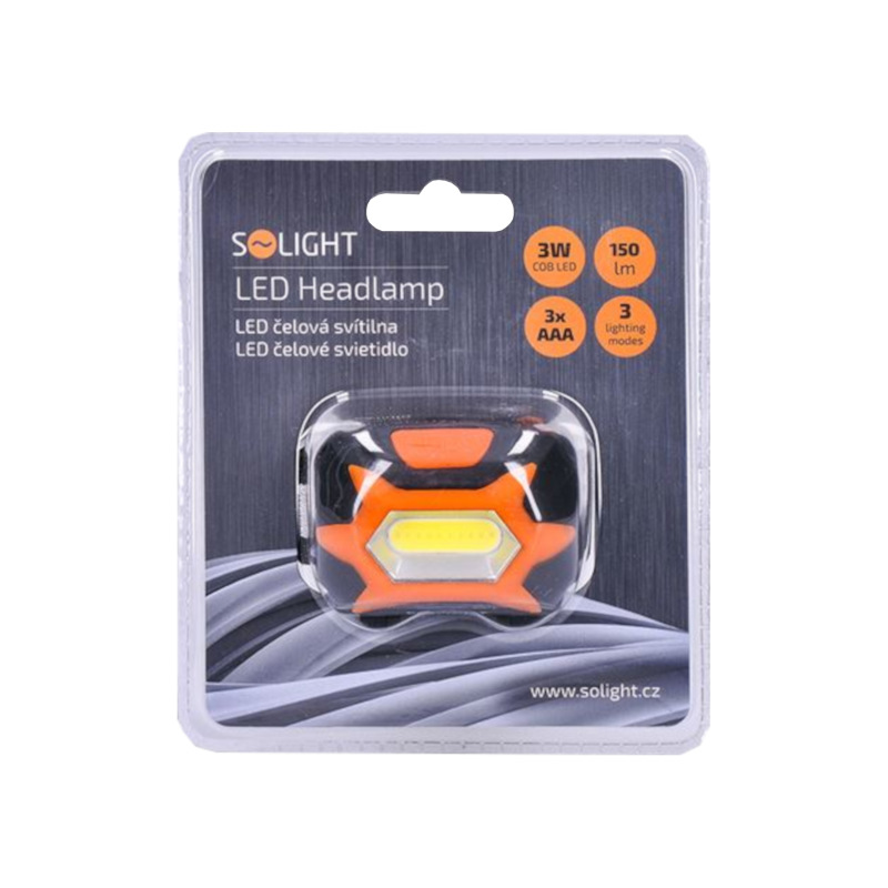 čelovka LED, 3W COB, 3x AAA 1