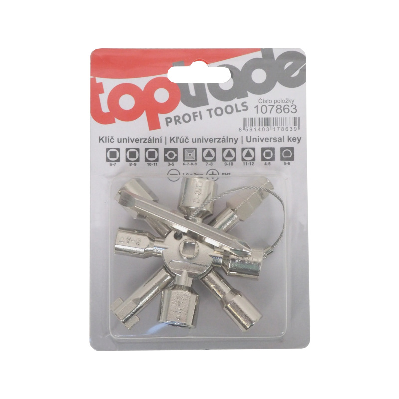 TOPTRADE kľúč univerzálny, Unikey, na rozvodné skrine 1