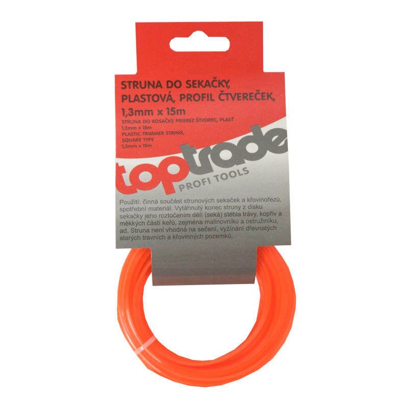 TOPTRADE struna do kosačky, plastová, prierez štvorec, 1,3 mm x 15 m 2