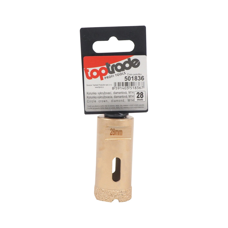 TOPTRADE korunka vykružovacia, diamantová, M14, O 28 mm 1