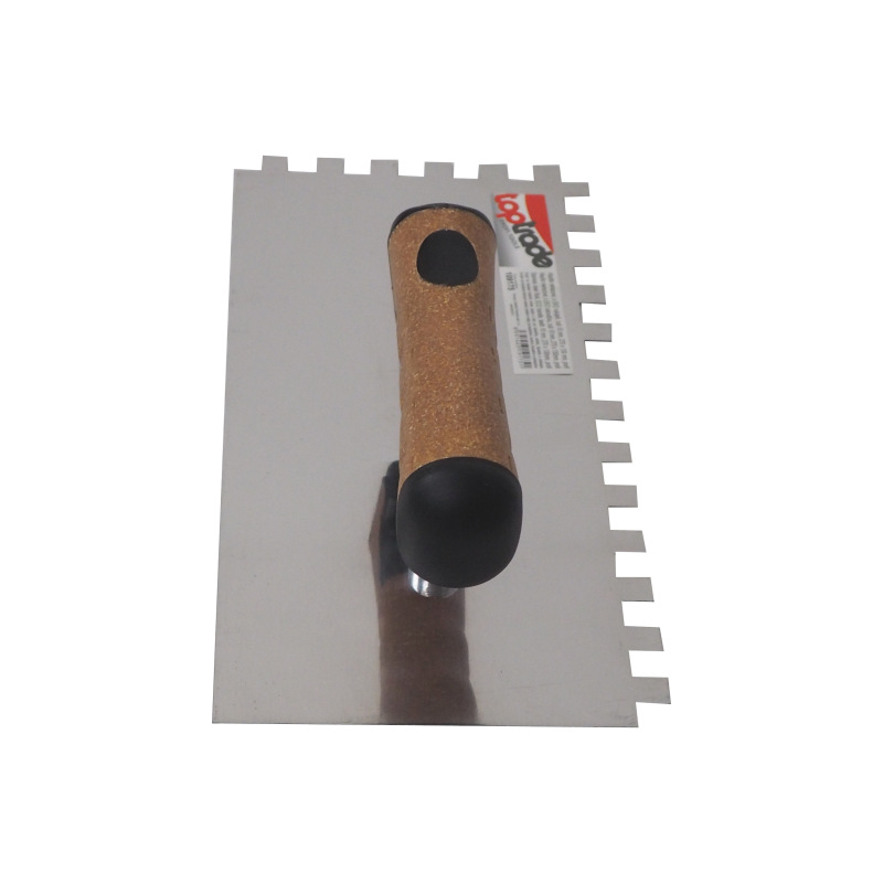 TOPTRADE hladítko nerezové, s EKO rukoväťou, zub 10 mm, 270 x 130 mm, profi 7