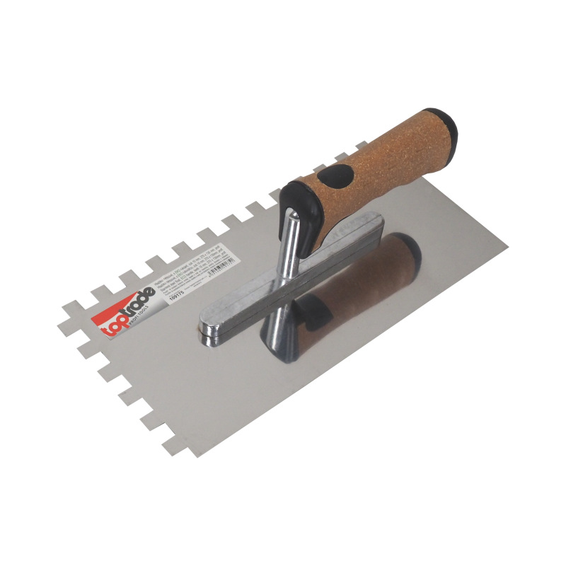 TOPTRADE hladítko nerezové, s EKO rukoväťou, zub 10 mm, 270 x 130 mm, profi 5