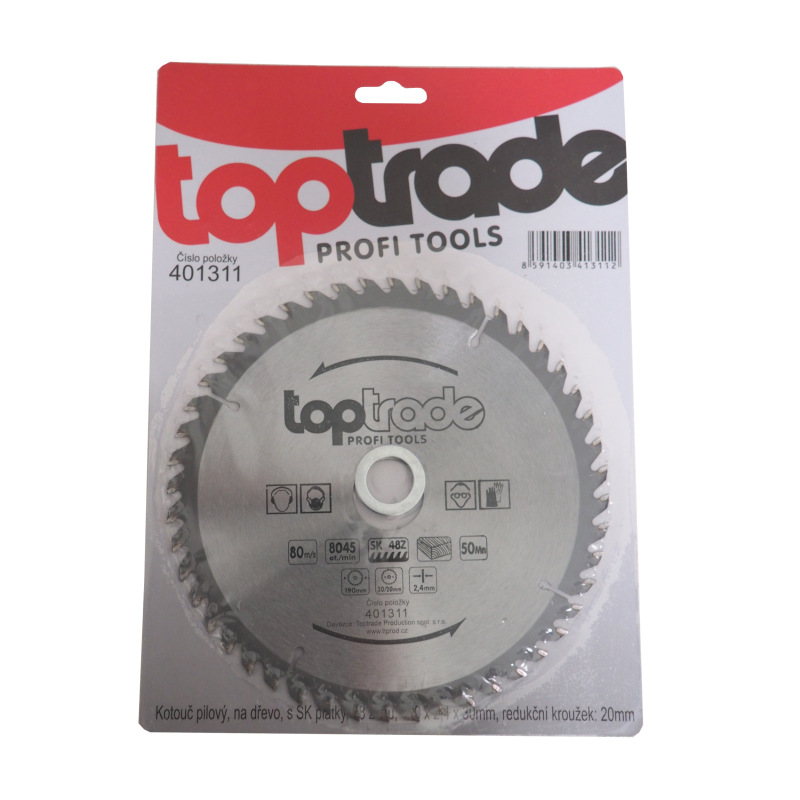 TOPTRADE kotúč pílový, na drevo, s SK plátkami, 48 zubov, 190 x 2,4 x 30/20 mm 1