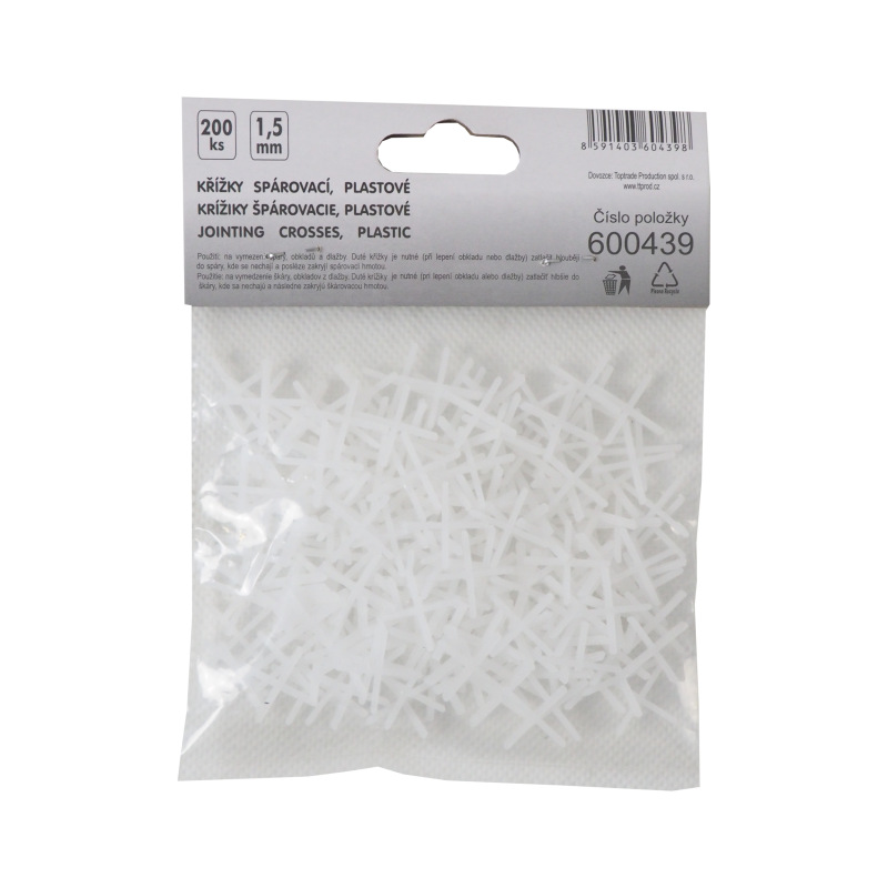 TOPTRADE krížiky plastové, špárovacie, 1,5 mm / 200 ks 2