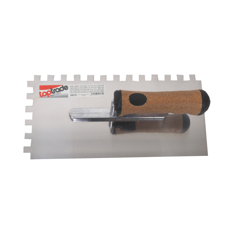 TOPTRADE hladítko nerezové, s EKO rukoväťou, zub 10 mm, 270 x 130 mm, profi 3