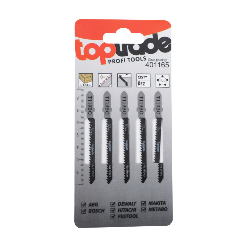 TOPTRADE list pílový, pre priamočiaru pílu, sada 5 ks, T119BO, 76 mm, drevo