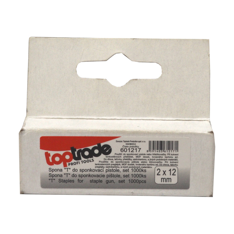 TOPTRADE spona do sponkovačky, pozinkovaná, "T", balenie 1000 ks, 1,2 x 14 x 2 mm 1