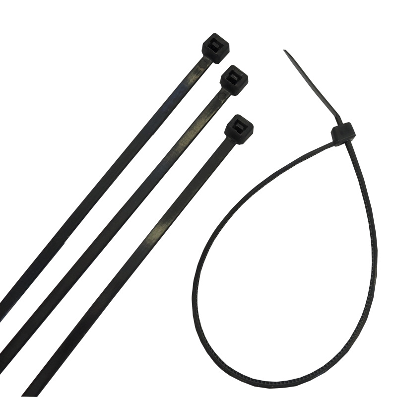 TOPTRADE pások plastovy, čierny, sťahovacie, so zámkom, 50 ks, 400 x 4,8 mm