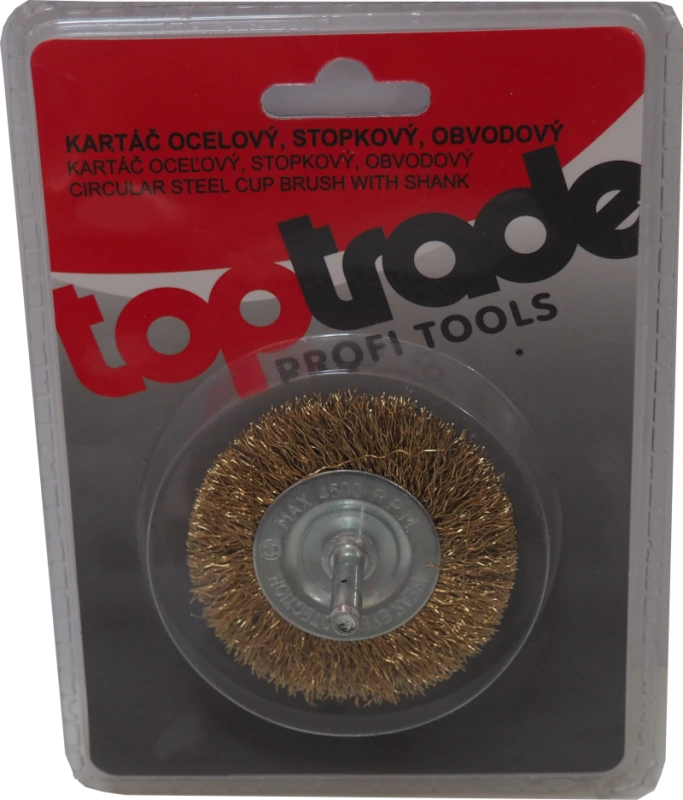 TOPTRADE kartáč oceľový, obvodový, stopka, O 6/63 mm 1