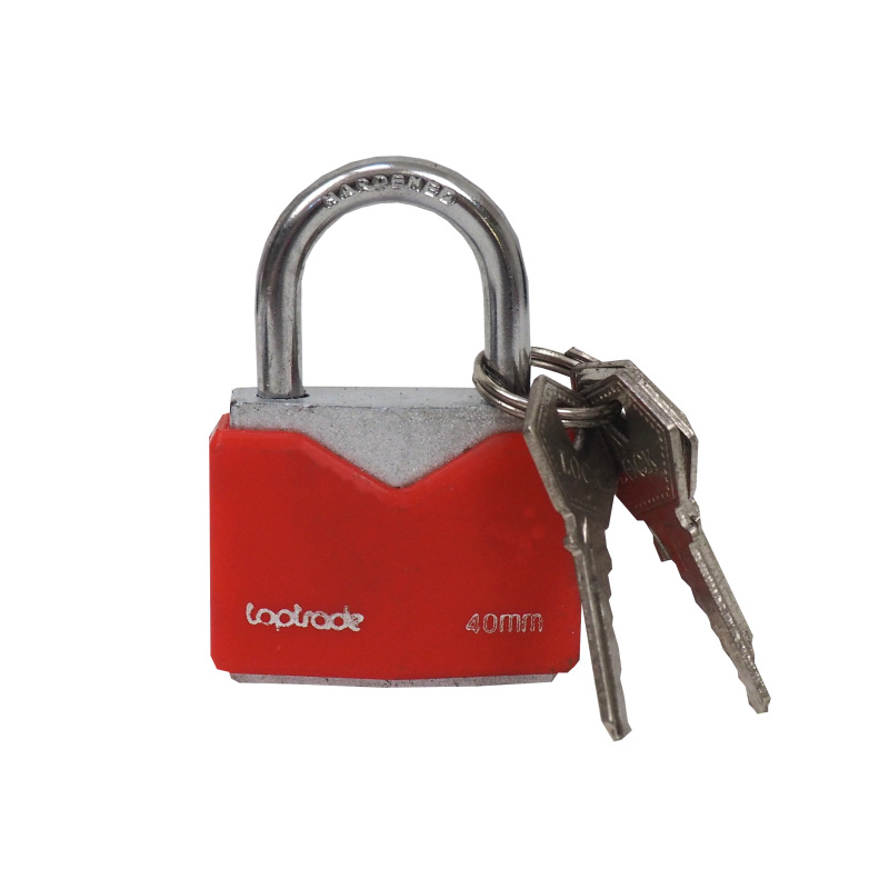 TOPTRADE zámok visiaci, červený, 5 kľúčov, 40 mm