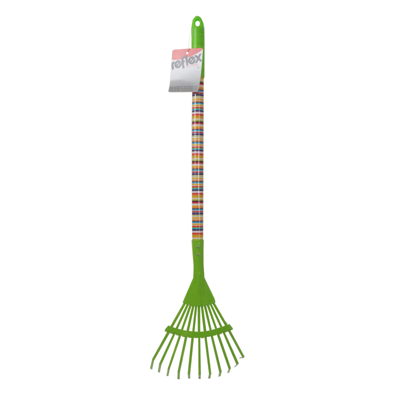 TOPTRADE náradie záhradné, detské, kovové - hrable 11 lamiel, dlhá násada, 74 cm 1