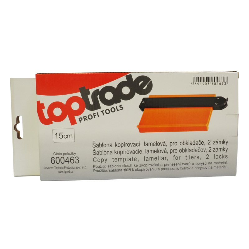 TOPTRADE šablóna kopírovacia, lamelová, pre obkladačov, 2 zámky, dĺžka 15 cm 1