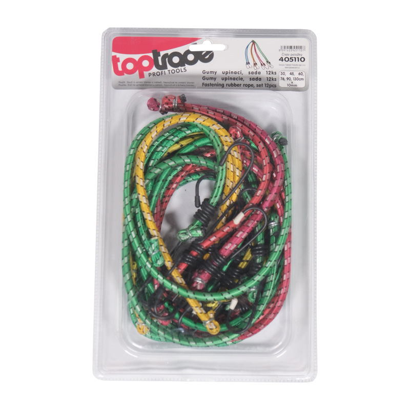 TOPTRADE gumolano upínacie, pavúk s háčikmi, O10mm, sada 12ks, á 2ks 30,45,60,76,90,130 cm 1