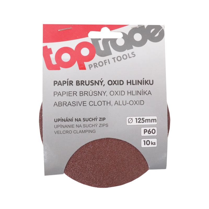 TOPTRADE papier brúsny, so suchým zipsom, zrnitosť 60, balenie 10 ks, O 125 mm 1