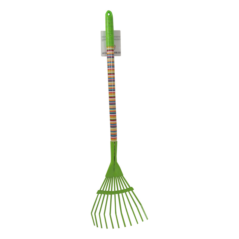 TOPTRADE náradie záhradné, detské, kovové - hrable 11 lamiel, dlhá násada, 74 cm 2