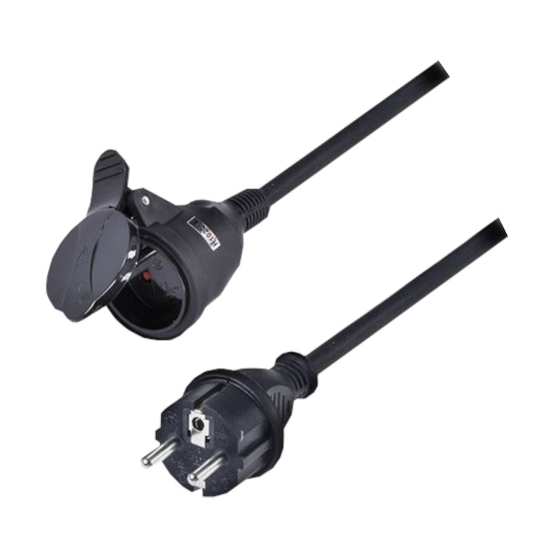 prívod predlžovací 1z - spojka, 20m, 3 x 1,5mm2, 230V/16A, čierna, kábel gumový
