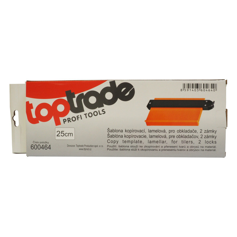 TOPTRADE šablóna kopírovacia, lamelová, pre obkladačov, 2 zámky, dĺžka 25 cm 1