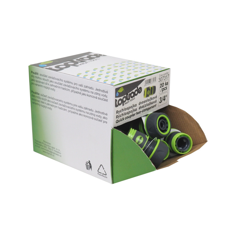 TOPTRADE rýchlospojka dvojzložková, 3/4", sada 20 ks