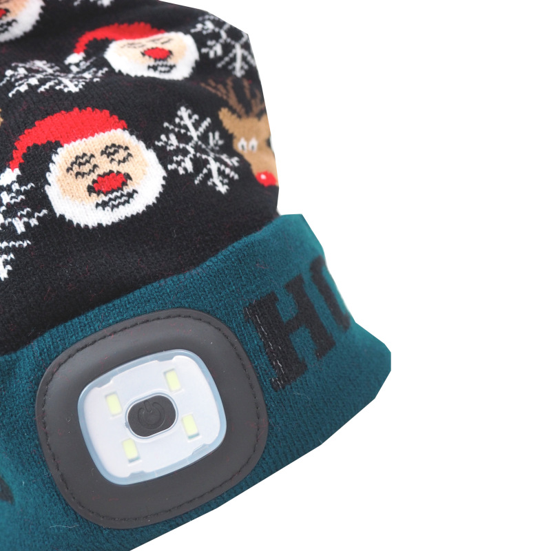 čiapka LED, X-mas Ho-Ho, veľkosť L, s LED svetlom, zeleno – čierna 4