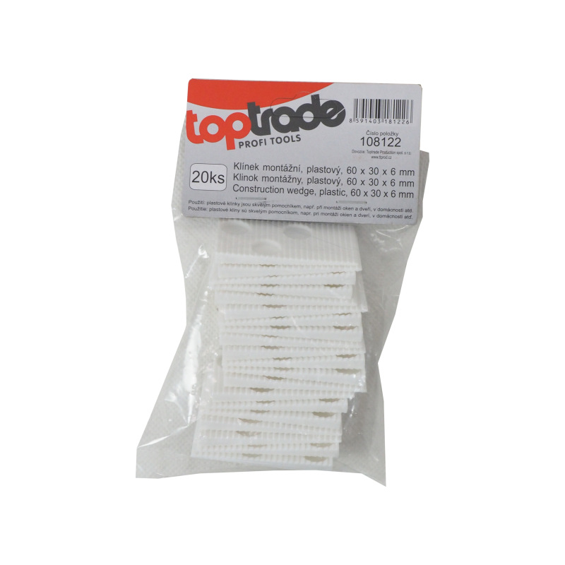TOPTRADE klin montážny, plastový, sada 20 ks, 60 x 30 x 6 mm 1
