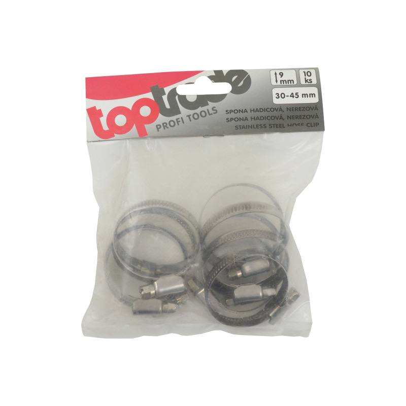 TOPTRADE spona nerezová, hadicová, sada 10 ks, 30 – 45 mm 2