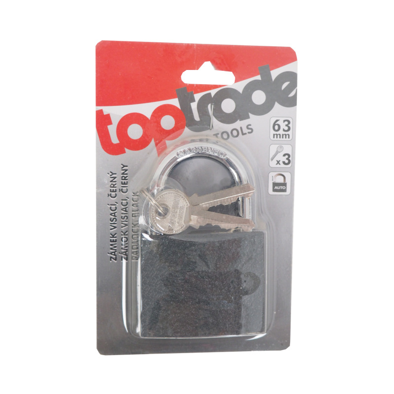 TOPTRADE zámok visiaci, čierny, 63 mm 1