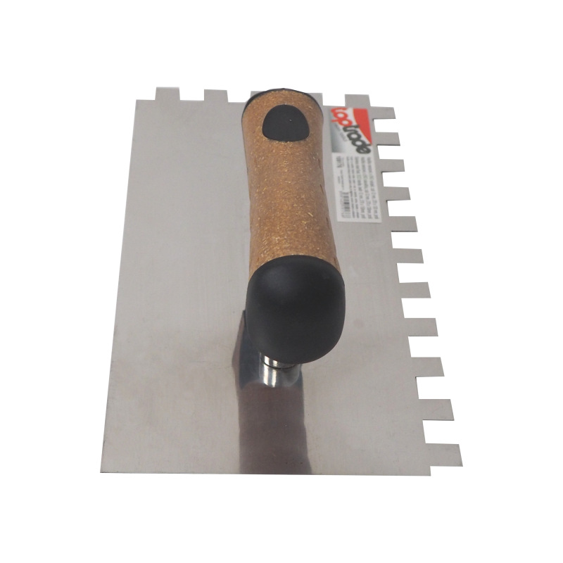 TOPTRADE hladítko nerezové, s EKO rukoväťou, zub 12 mm, 270 x 130 mm, profi 6