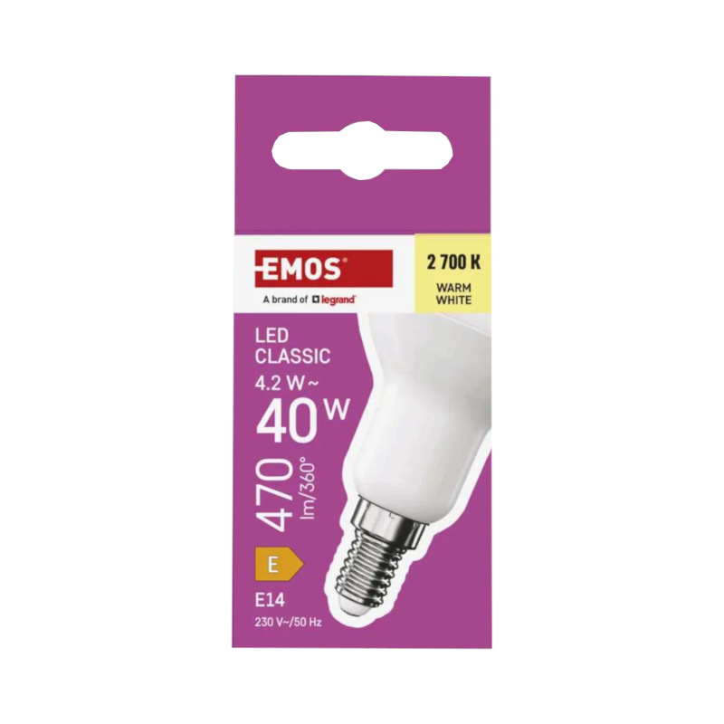 žiarovka LED Classic, 6 W (40 W), pätica E14, tvar R50, A+, teplá biela 2