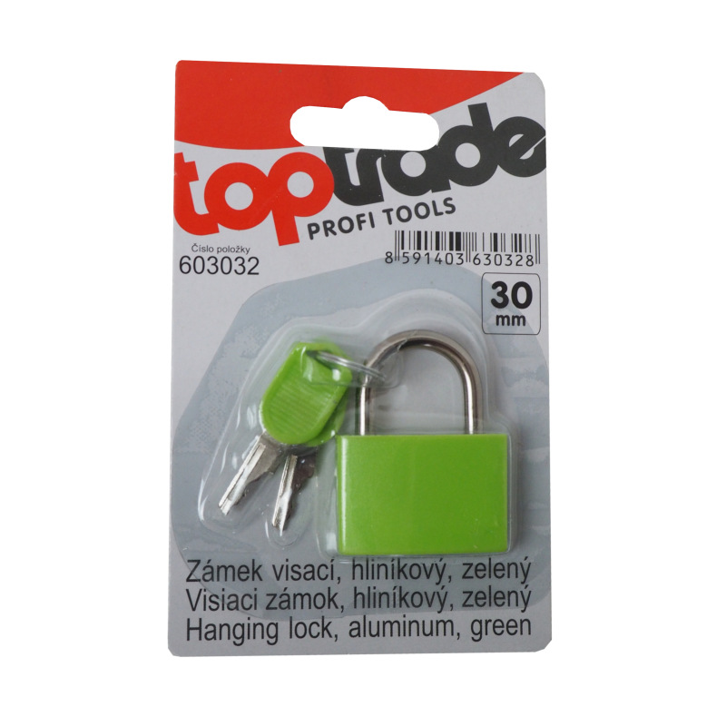 TOPTRADE zámok visiaci, zelený, 30 mm 1