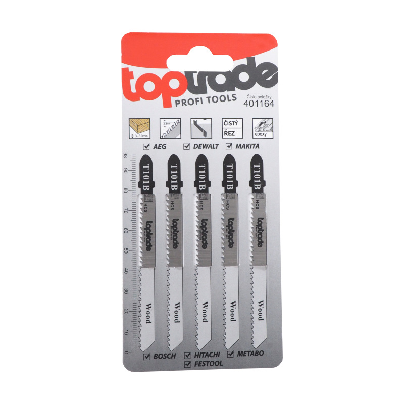 TOPTRADE list pílový, pre priamočiaru pílu, sada 5 ks, T101B 100 mm, drevo