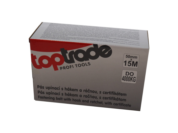 TOPTRADE pás upínaci, s hákmi a račňou, do 4000 kg, 50 mm x 15 m 1