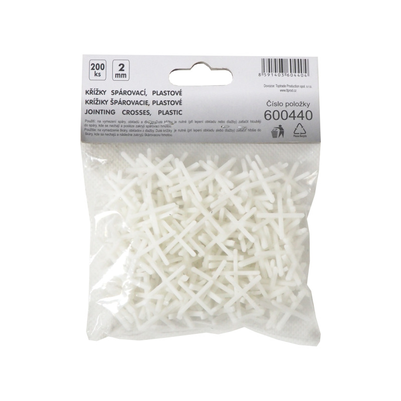 TOPTRADE krížiky plastové, špárovacie, 2 mm / 200 ks 2