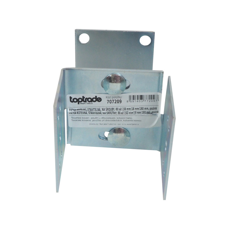 TOPTRADE pätka kotevná, staviteľná, na skrutky, 80 - 150 mm x 90 mm, pozinkovaná 1