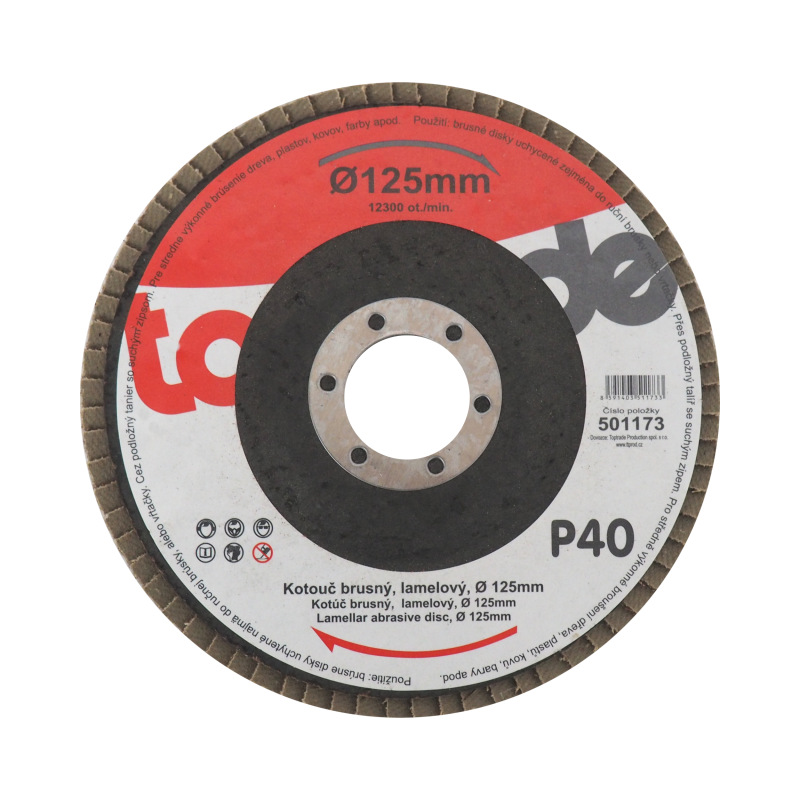 TOPTRADE kotúč brúsny, lamelový, zrnitosť 40, 125 x 22,2 x 2 mm
