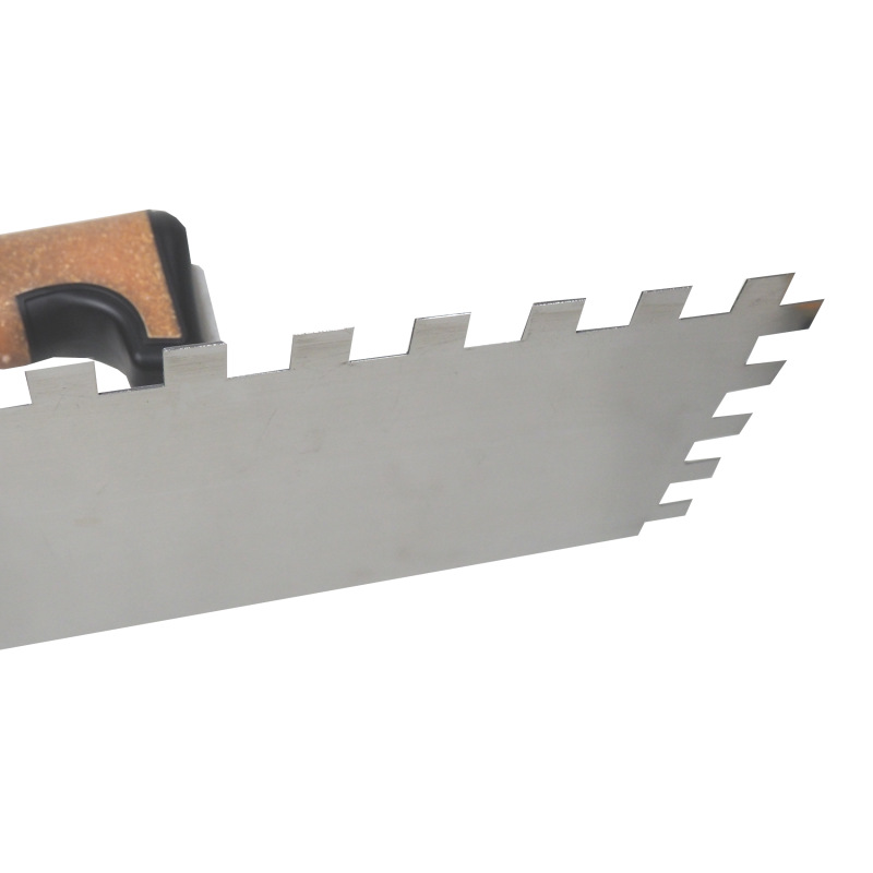 TOPTRADE hladítko nerezové, s EKO rukoväťou, zub 12 mm, 270 x 130 mm, profi 8