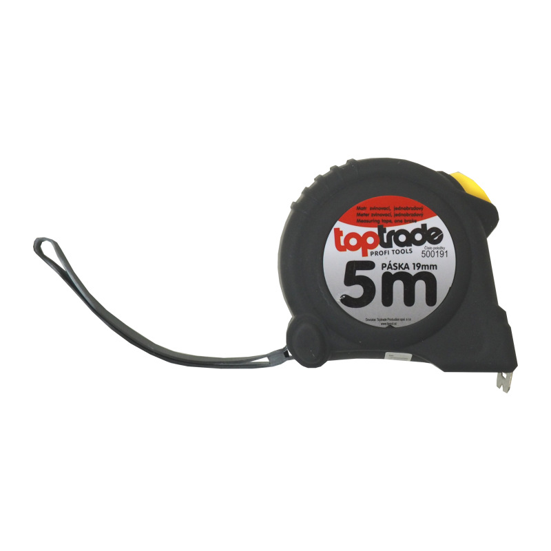 TOPTRADE meter zvinovací, s plastovým obalom, jednobrzdový, 19 mm x 5 m