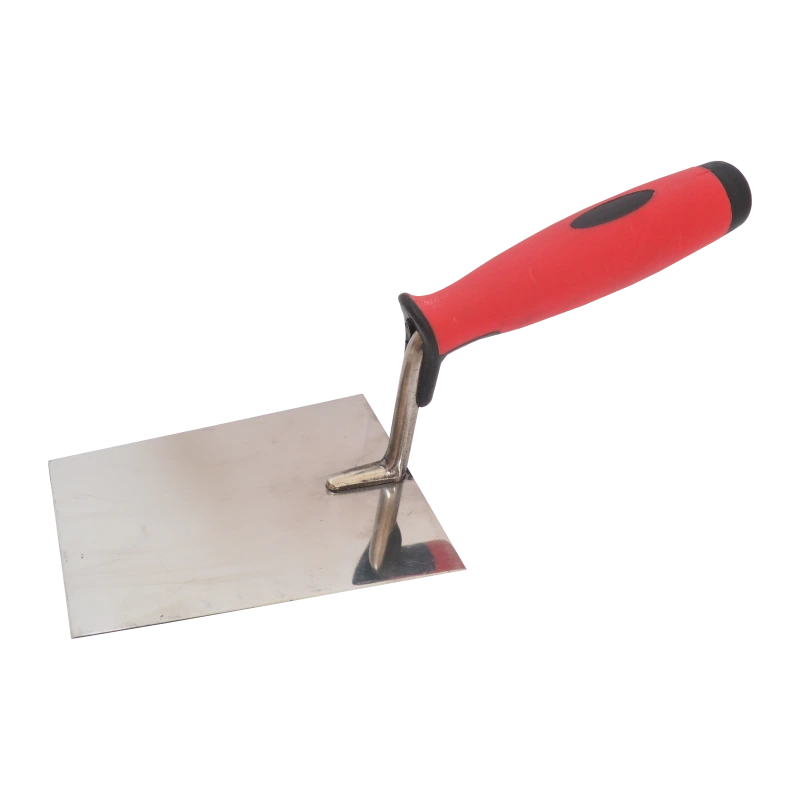 TOPTRADE lyžica murárska, nerezový plech, pogumovaná rukoväť, 140 x 110 mm