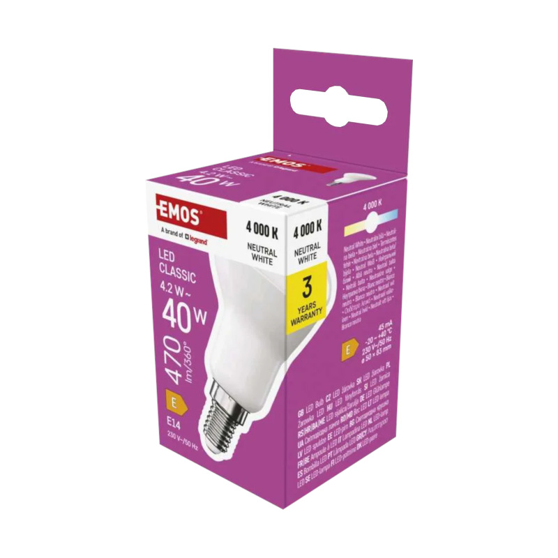 žiarovka LED Classic, 6 W (40 W), pätica E14, tvar R50, A+, neutrálna biela 1
