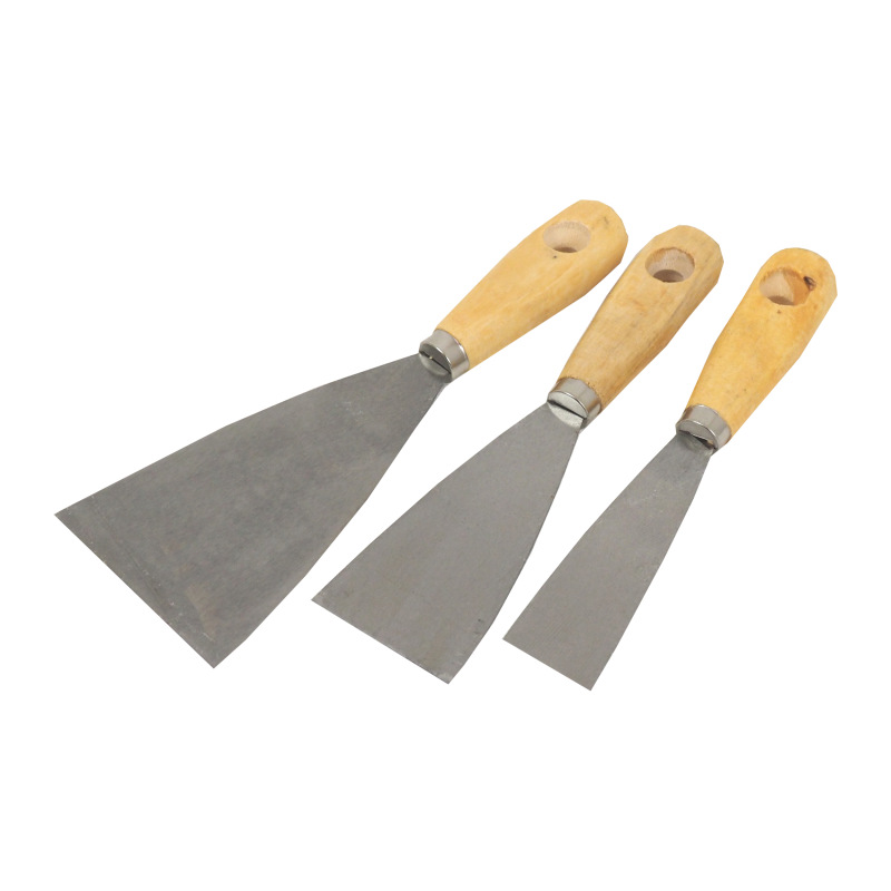TOPTRADE špachtľa oceľ.,s drev. rukoväťou a náklepovým nitom,súprava 3ks,30,50,80mm,hobby