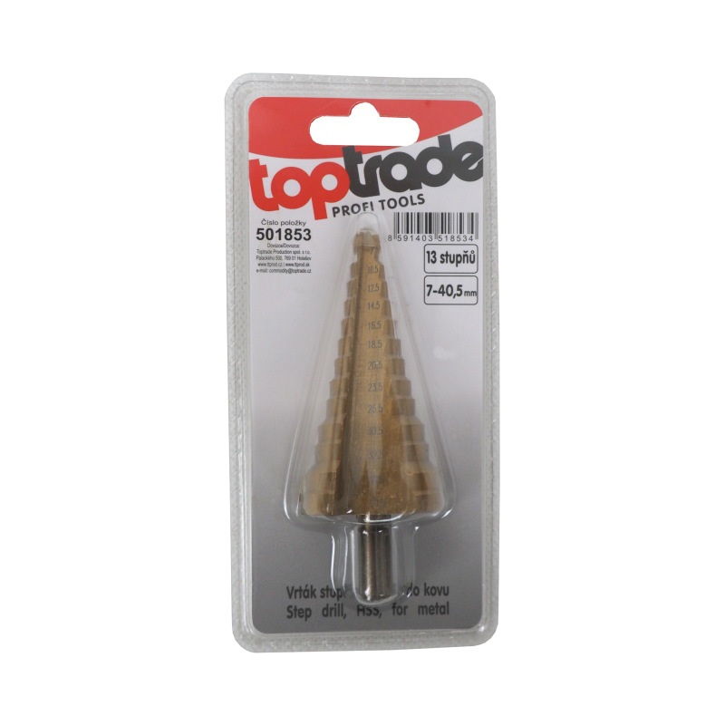 TOPTRADE vrták stupňový, HSS, do kovu, 7 – 40,5 mm, 13 stupňov 1