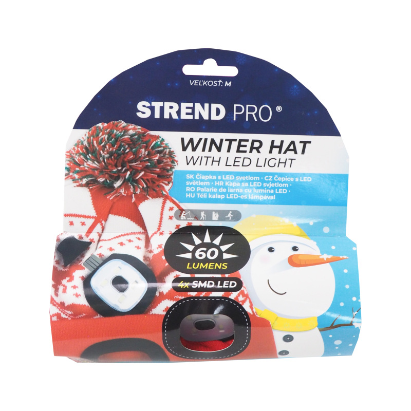 čiapka LED, X-mas Kids, veľkosť M, s LED svetlom, červená 5